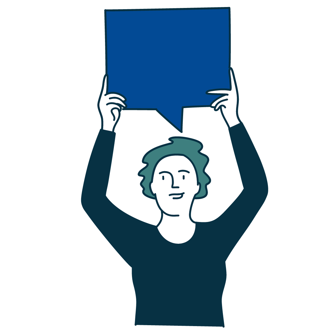 En illustration som föreställer en kvinna som håller i en pratbubbla